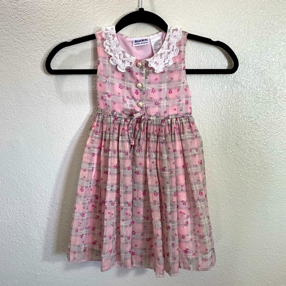 Blueberi boulevard pink plaid pleated dress with pearls size 4T - Picture 1 of 8